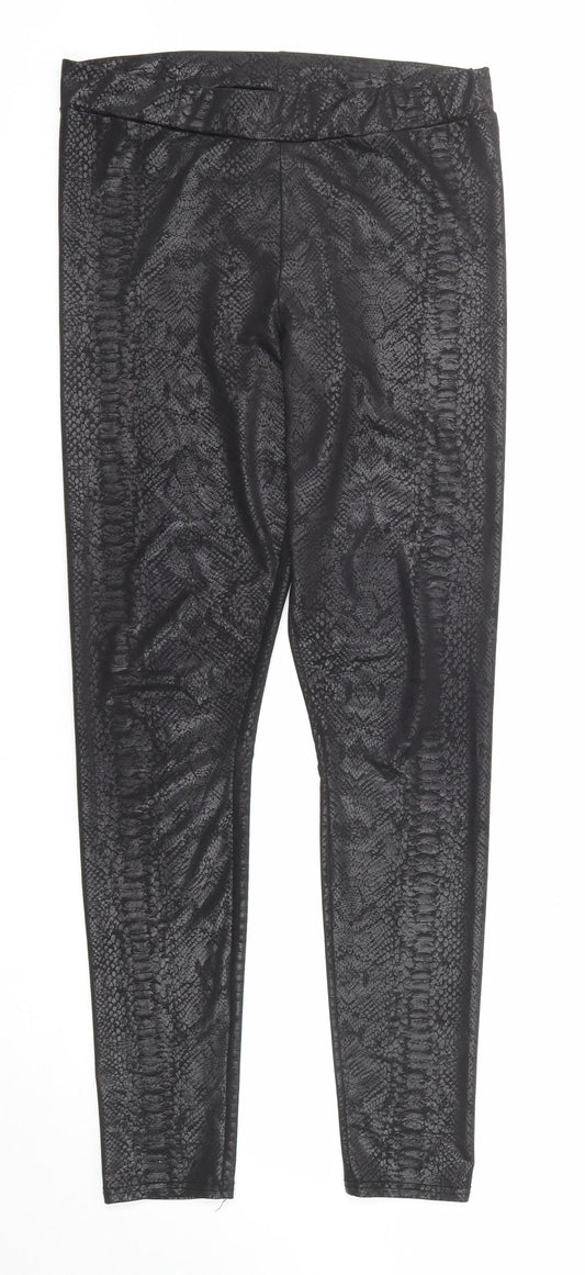 Wallis Womens Black Animal Print Polyester Jogger Leggings Size M - Snakeskin Pattern