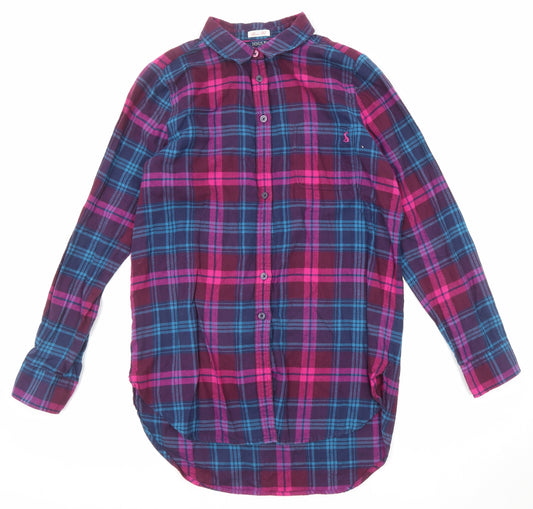 Joules Womens Multicoloured Plaid Cotton Basic Button-Up Size 8 Collared