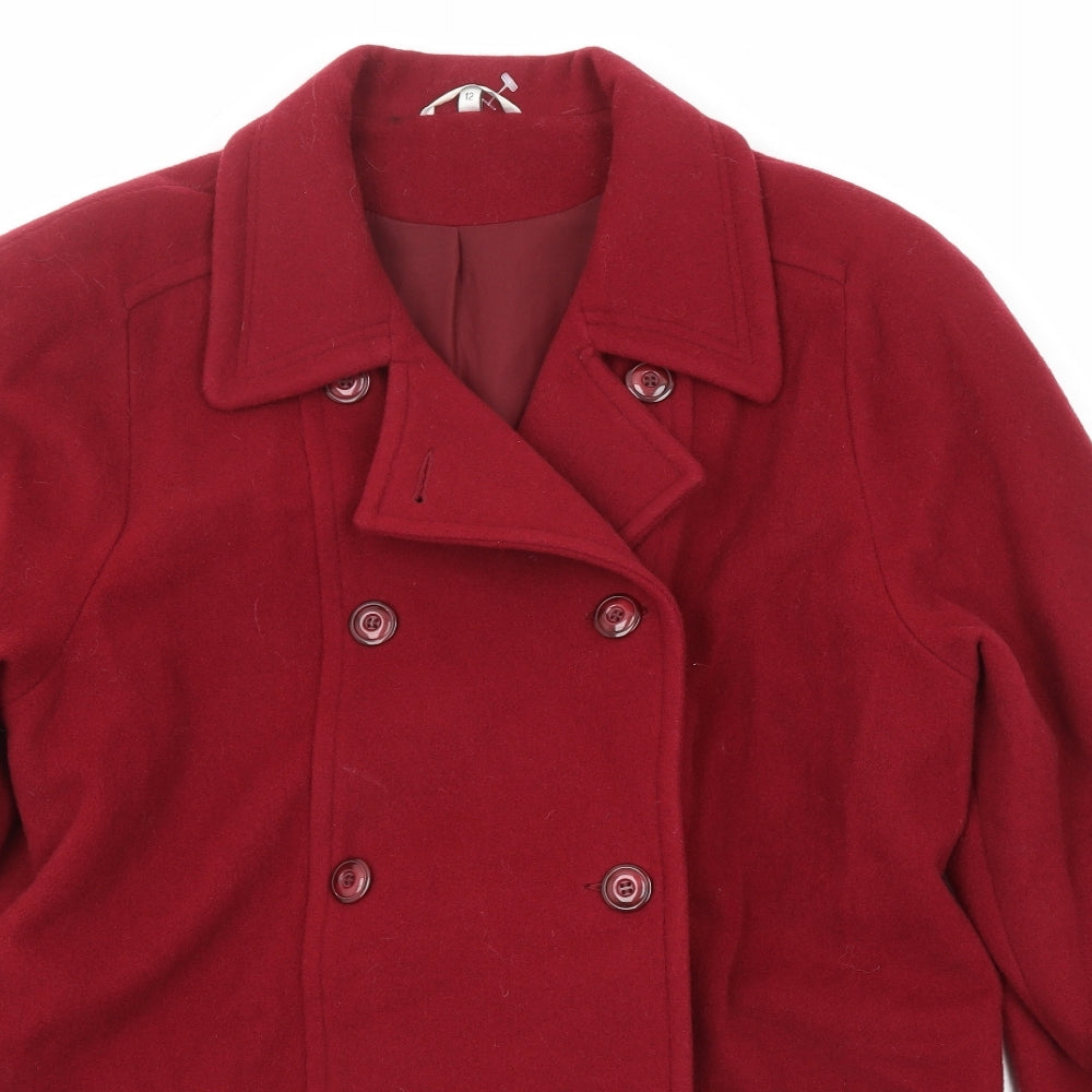 Premiere Collection Womens Red Pea Coat Coat Size 12 Button