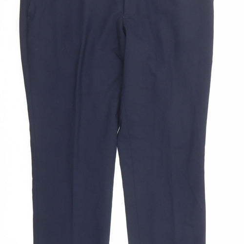Ventura Mens Blue Polyester Dress Pants Trousers Size 36 in Slim Zip