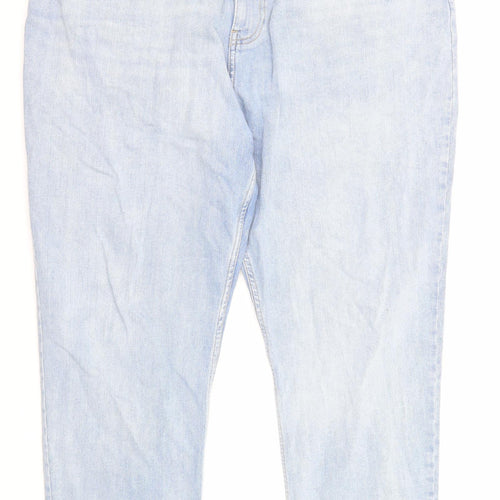 Fat Face Womens Blue Cotton Mom Jeans Size 20 Regular Zip