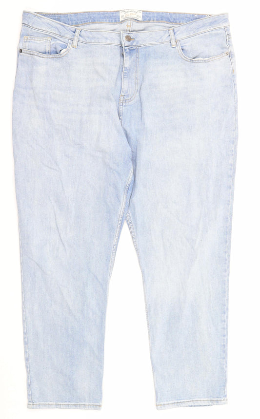 Fat Face Womens Blue Cotton Mom Jeans Size 20 Regular Zip