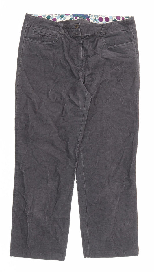 Boden Womens Grey Cotton Trousers Size 12 L24 in Regular Zip