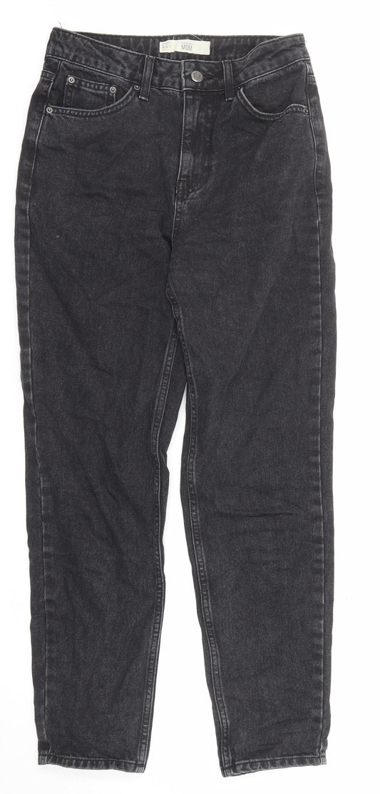 Topshop Womens Black Cotton Mom Jeans Size 26 in L32 in Regular Zip