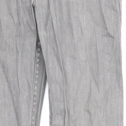 Marks and Spencer Mens Grey Cotton Straight Jeans Size 36 in L33 in Regular Zip