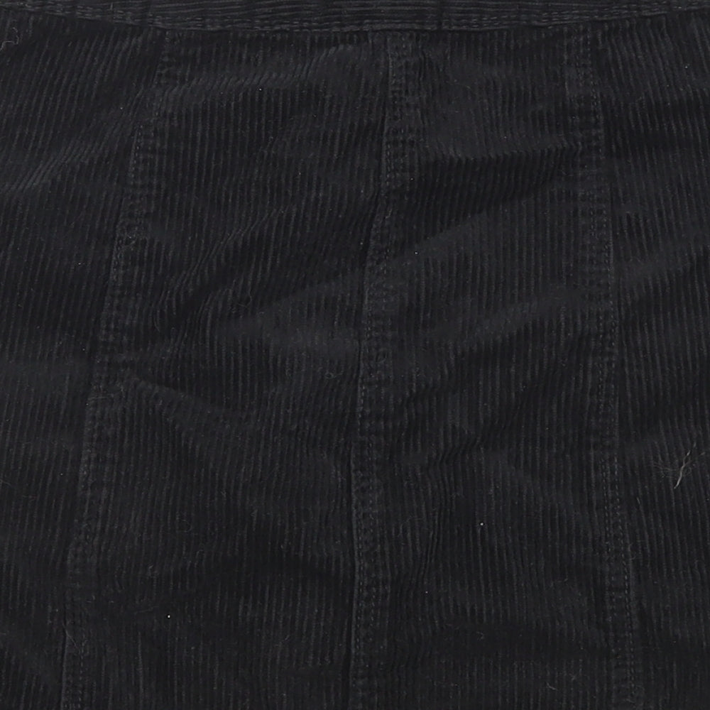 Divided by H&M Womens Black Cotton A-Line Skirt Size 6 Button