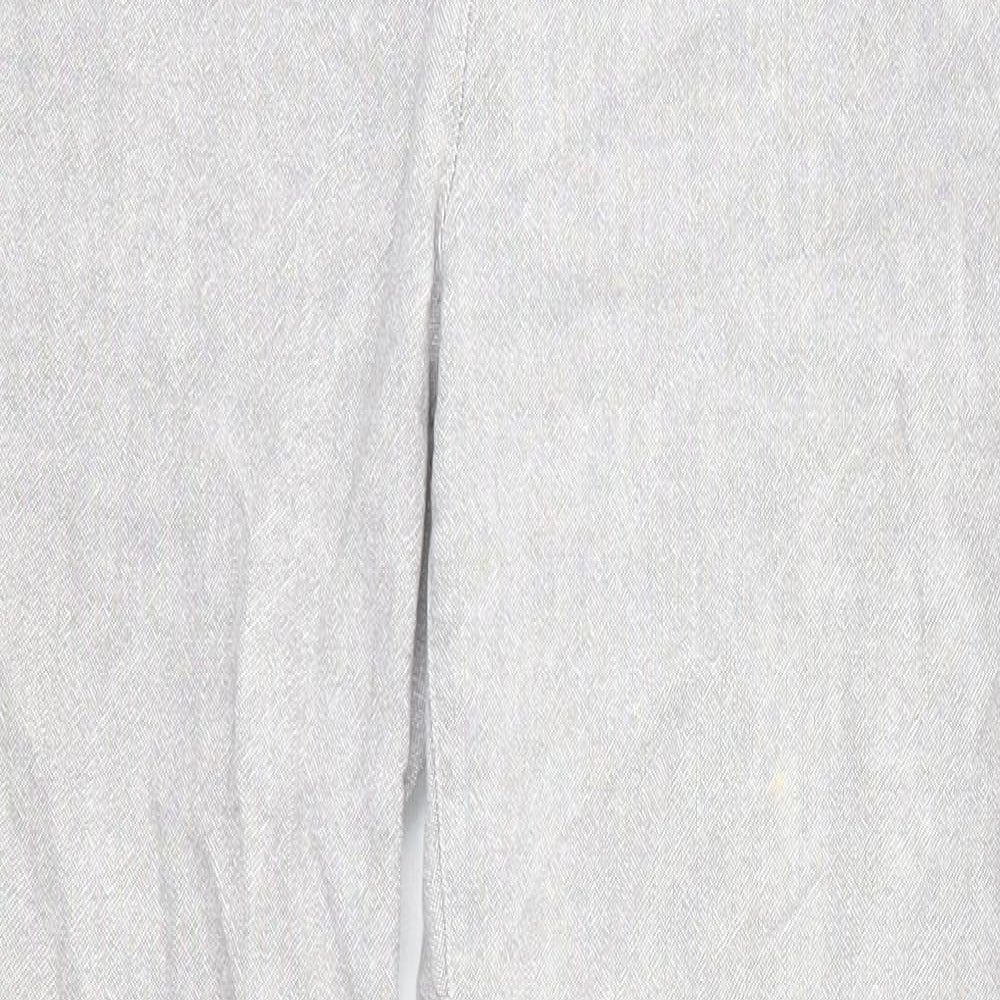Per Una Womens Grey Linen Trousers Size 8 L25 in Regular Zip