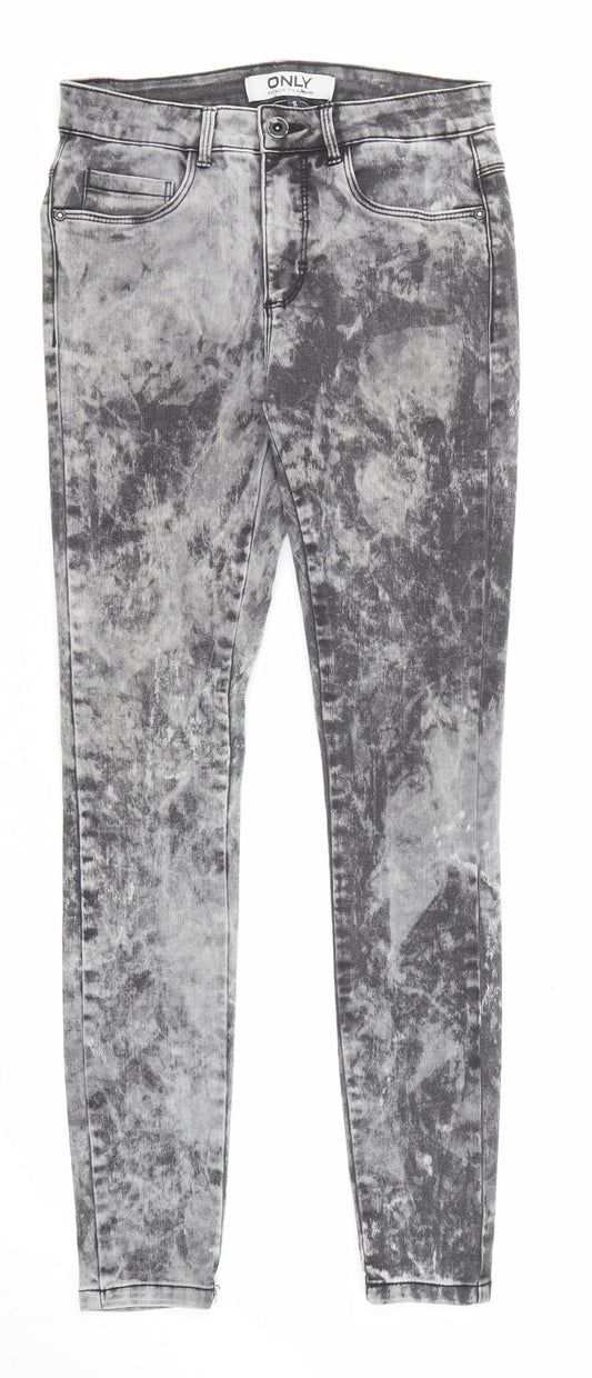 Onlly Womens Grey Cotton Skinny Jeans Size 25 in L27 in Regular Zip - Tie Dye