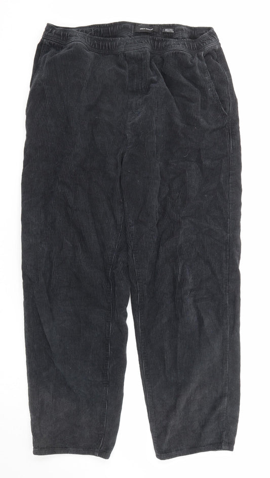 Urban Outfitters Womens Black Cotton Trousers Size 29 in L27 in Regular Drawstring