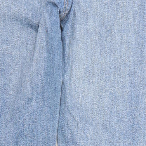 Zara Womens Blue Cotton Skinny Jeans Size 12 L26 in Regular Zip - Frayed Hem
