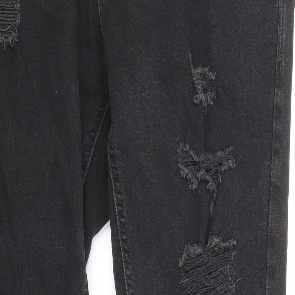 JACK & JONES Mens Black Cotton Skinny Jeans Size 34 in L30 in Regular Zip
