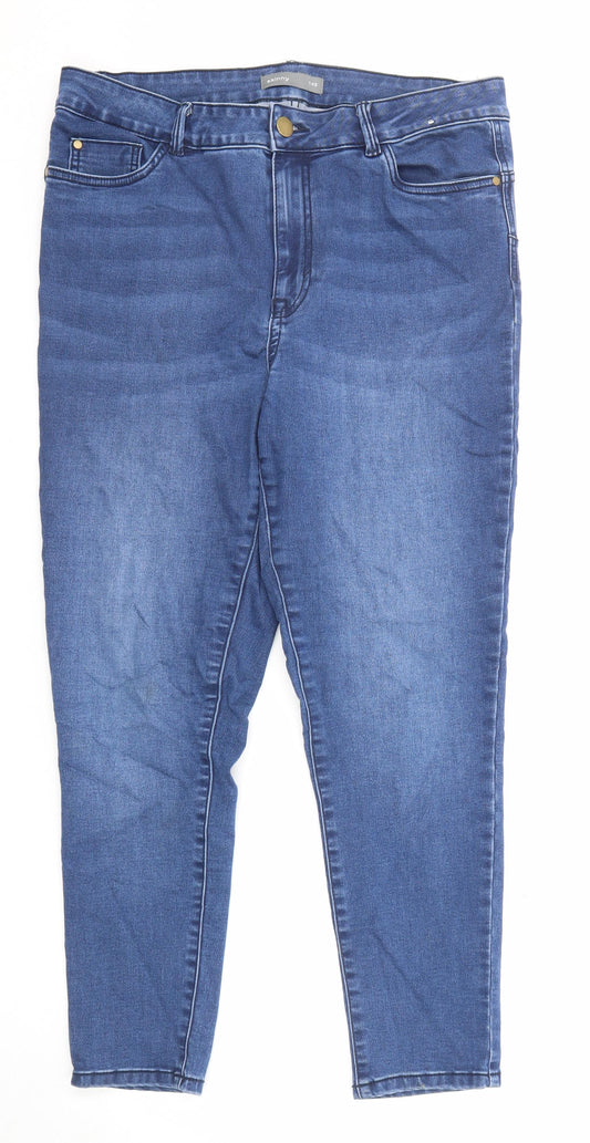 Nutmeg Womens Blue Cotton Skinny Jeans Size 14 L26 in Regular Zip