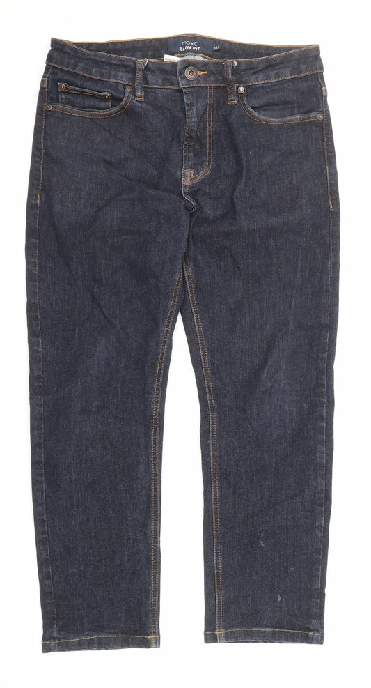 NEXT Mens Blue Cotton Straight Jeans Size 32 in L29 in Slim Zip