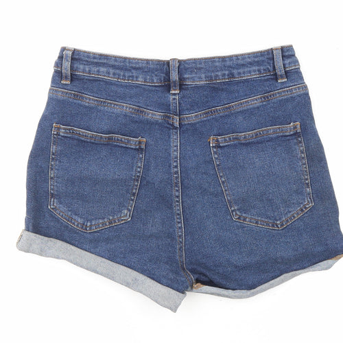 Denim & Co. Womens Blue Cotton Boyfriend Shorts Size 12 L3 in Regular Button