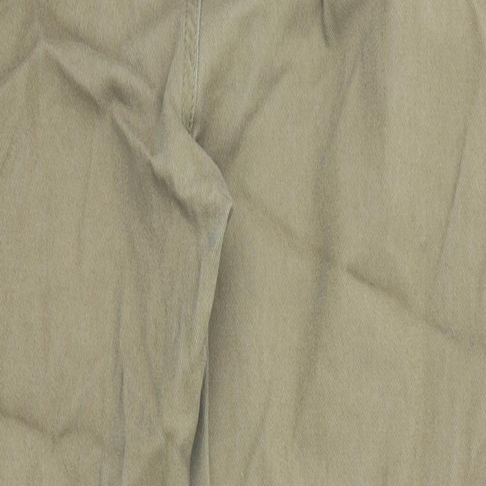 TU Womens Green Cotton Trousers Size 10 L25 in Regular Zip