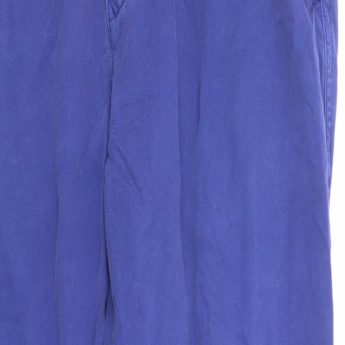 Marks and Spencer Mens Blue Cotton Chino Trousers Size 36 in L29 in Regular Zip