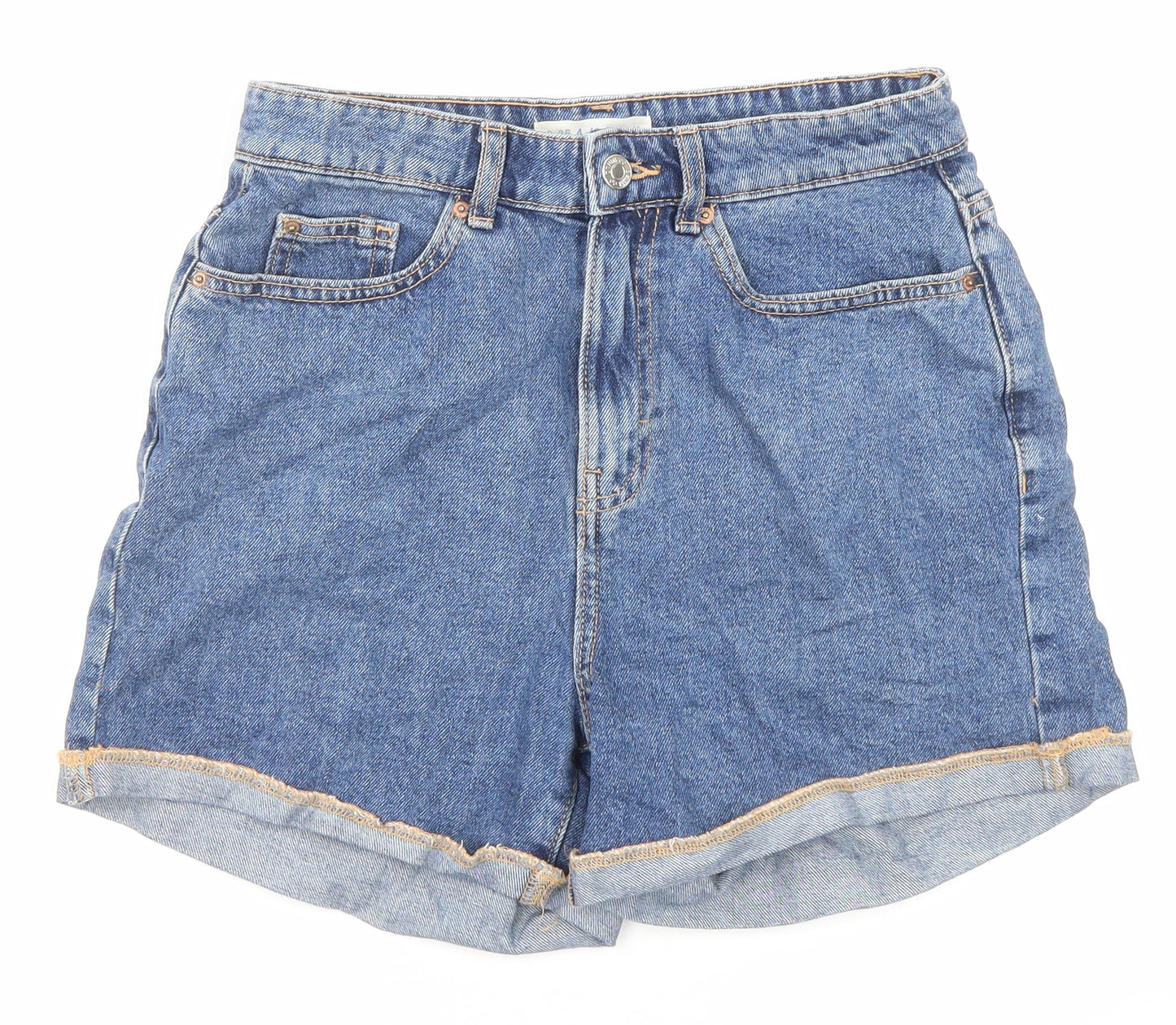 Denim & Co. Womens Blue Cotton Boyfriend Shorts Size 8 L3 in Regular Zip