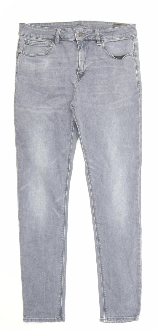 ASOS Mens Grey Cotton Skinny Jeans Size 32 in L32 in Regular Zip