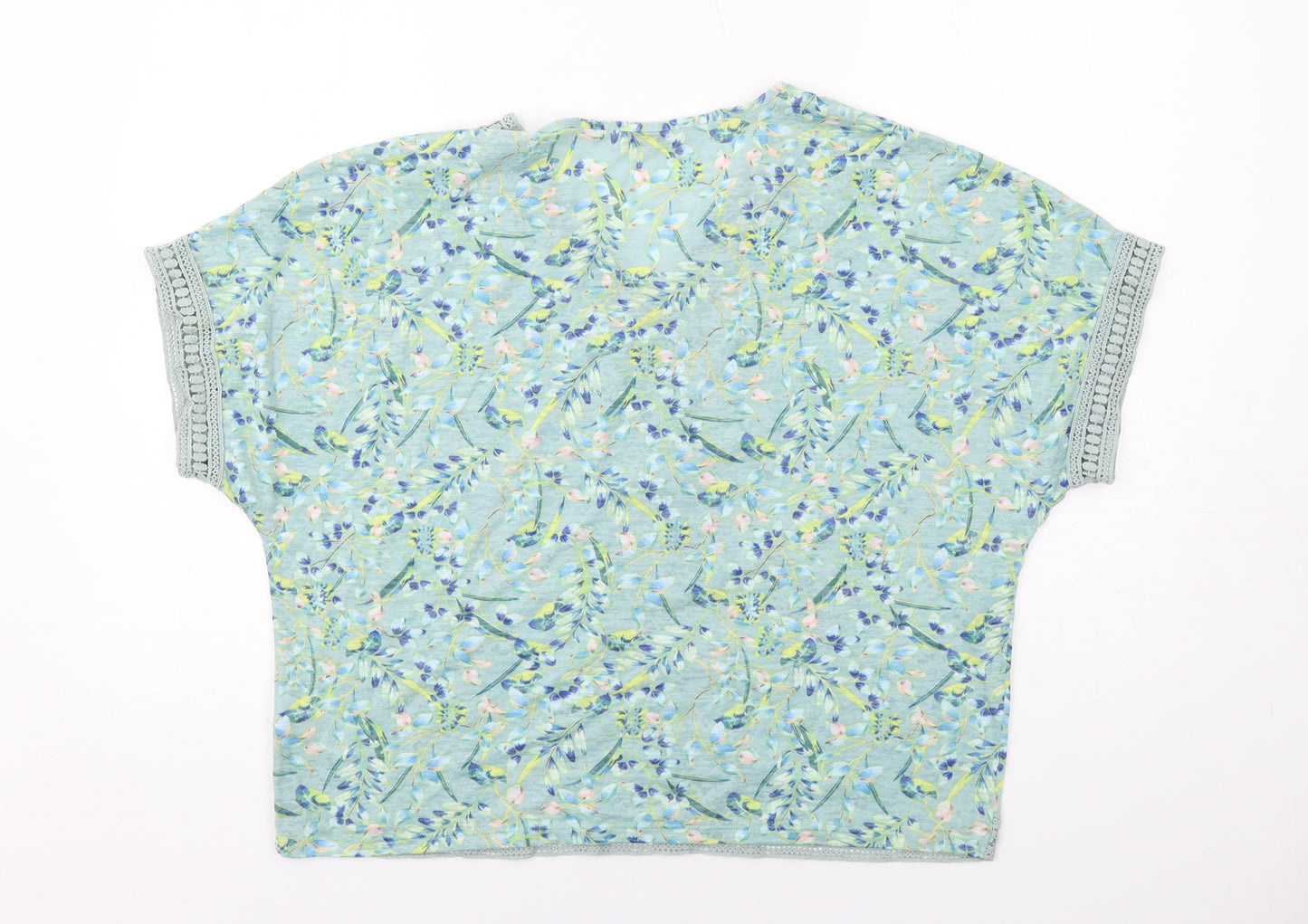 Per Una Womens Green Geometric Polyester Basic Blouse Size 14 V-Neck