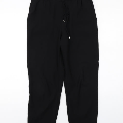 H&M Womens Black Polyester Jogger Trousers Size 8 Regular Drawstring