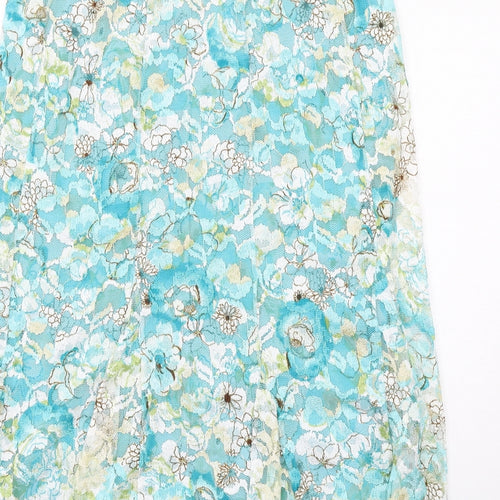 Per Una Womens Blue Floral Polyester Maxi Skirt Size 14