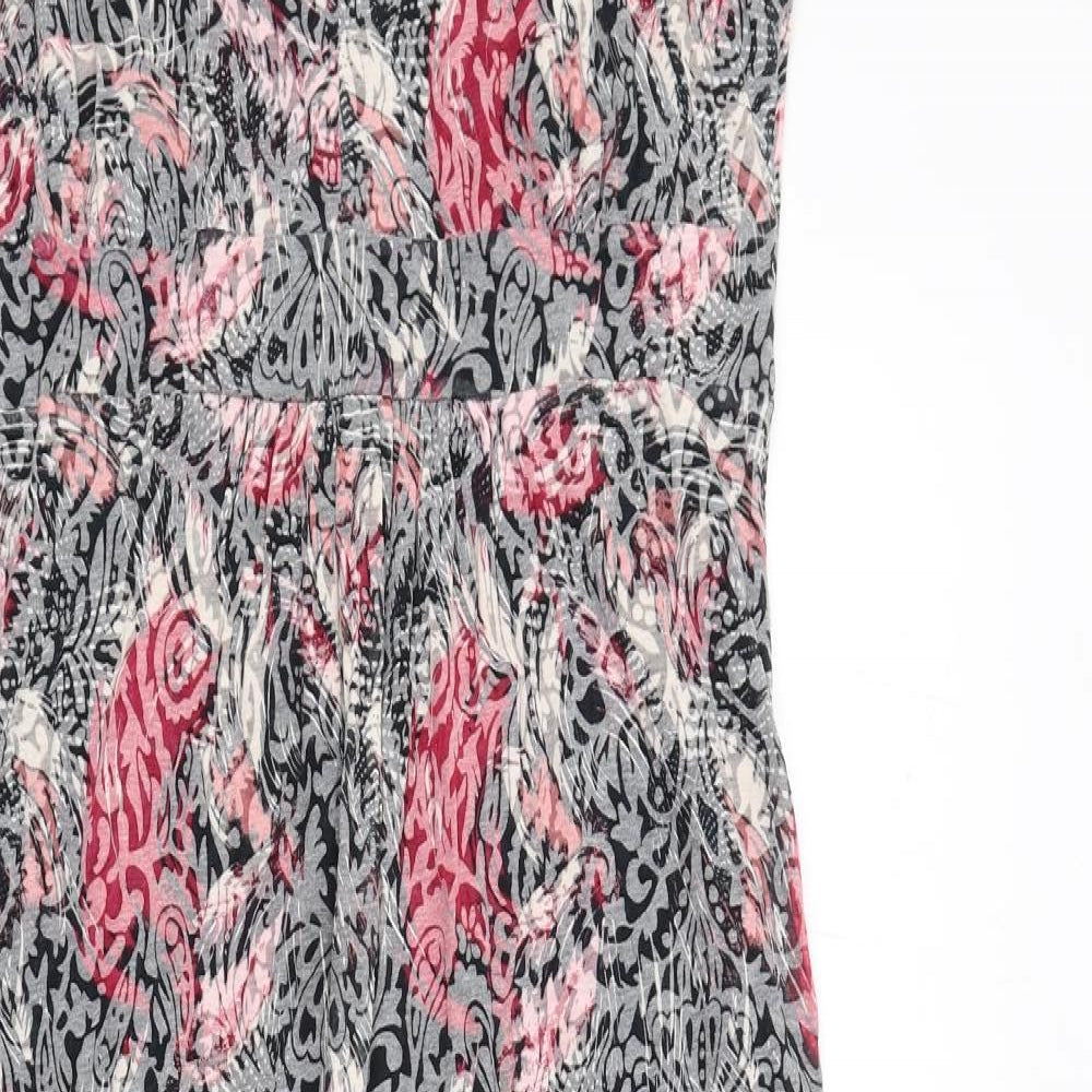 Bonmarché Womens Multicoloured Geometric Cotton Maxi Size 14 V-Neck Pullover