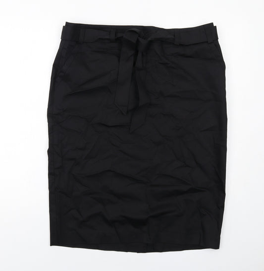 Marks and Spencer Womens Black Cotton Skort Skirt Size 18 Zip - Belt included