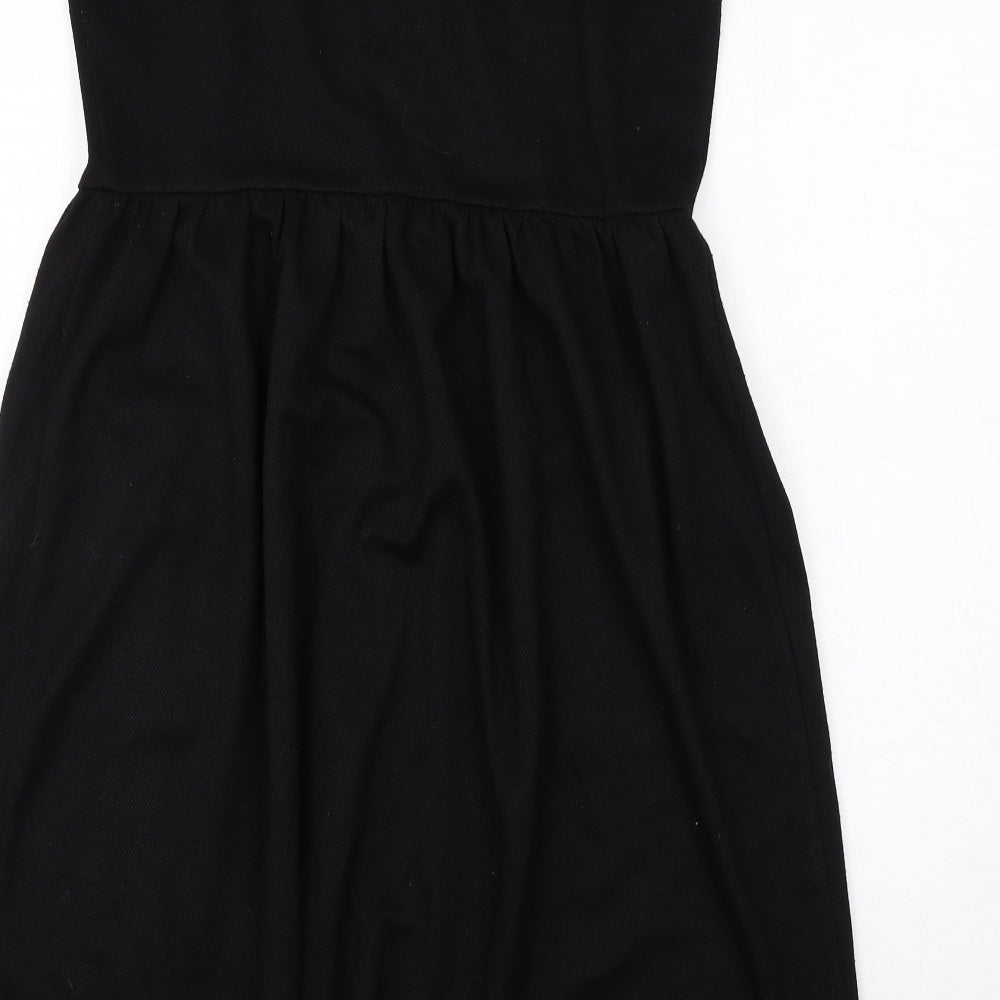 Very Womens Black Polyester Tank Dress Size 14 Square Neck Button