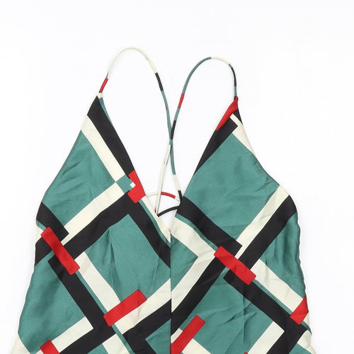 Zara Womens Multicoloured Geometric Polyester Camisole Tank Size M V-Neck