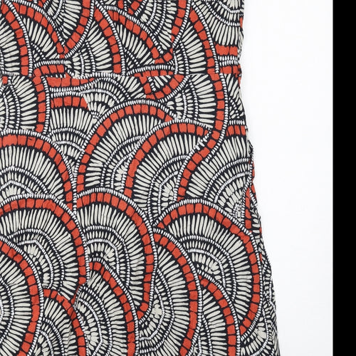 M&Co Womens Multicoloured Geometric Linen A-Line Size 16 V-Neck Button