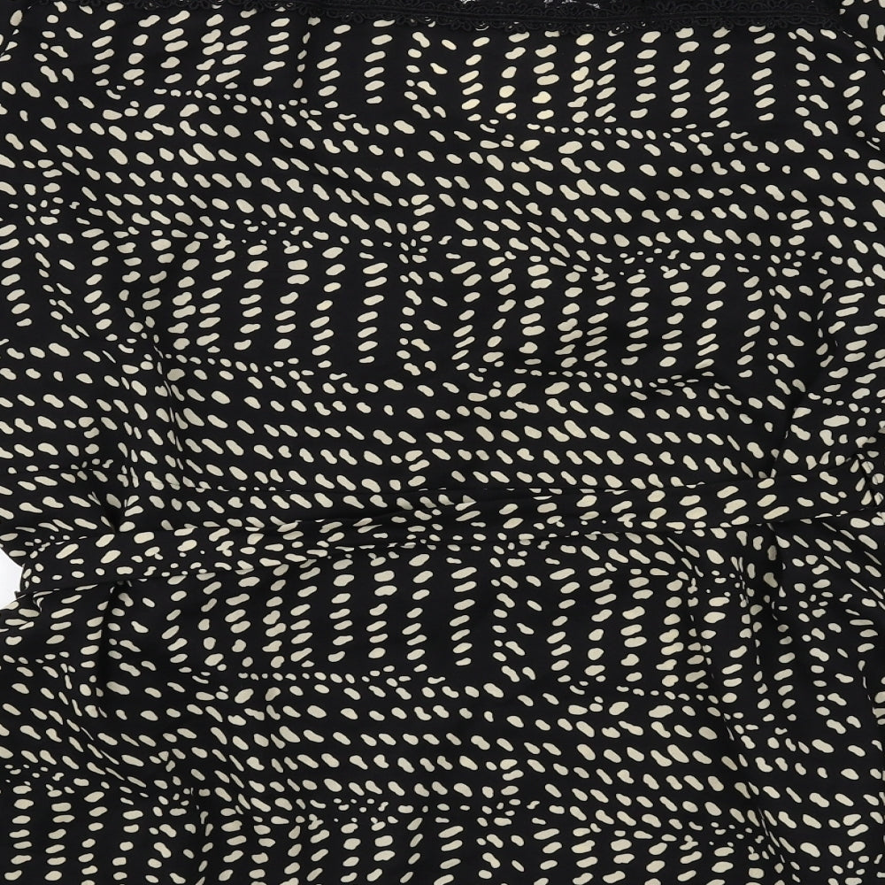 Dorothy Perkins Womens Black Geometric Polyester Wrap Blouse Size 20 V-Neck