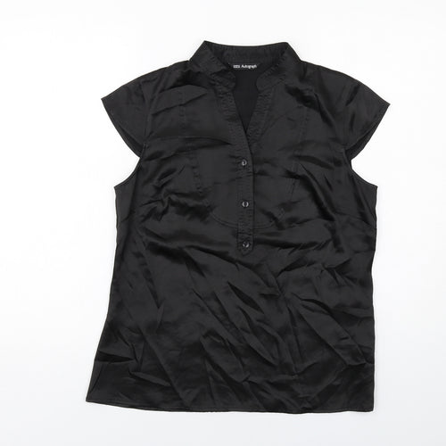 Autograph Womens Black Polyester Basic Blouse Size 12 V-Neck