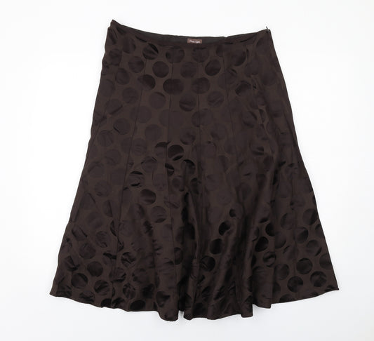 Phase Eight Womens Brown Polka Dot Cotton Swing Skirt Size 16 Zip