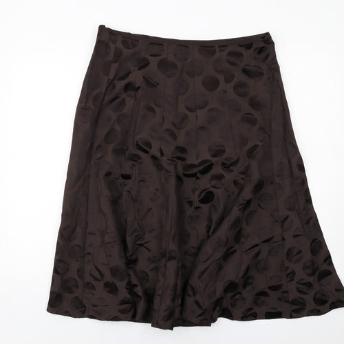 Phase Eight Womens Brown Polka Dot Cotton Swing Skirt Size 16 Zip