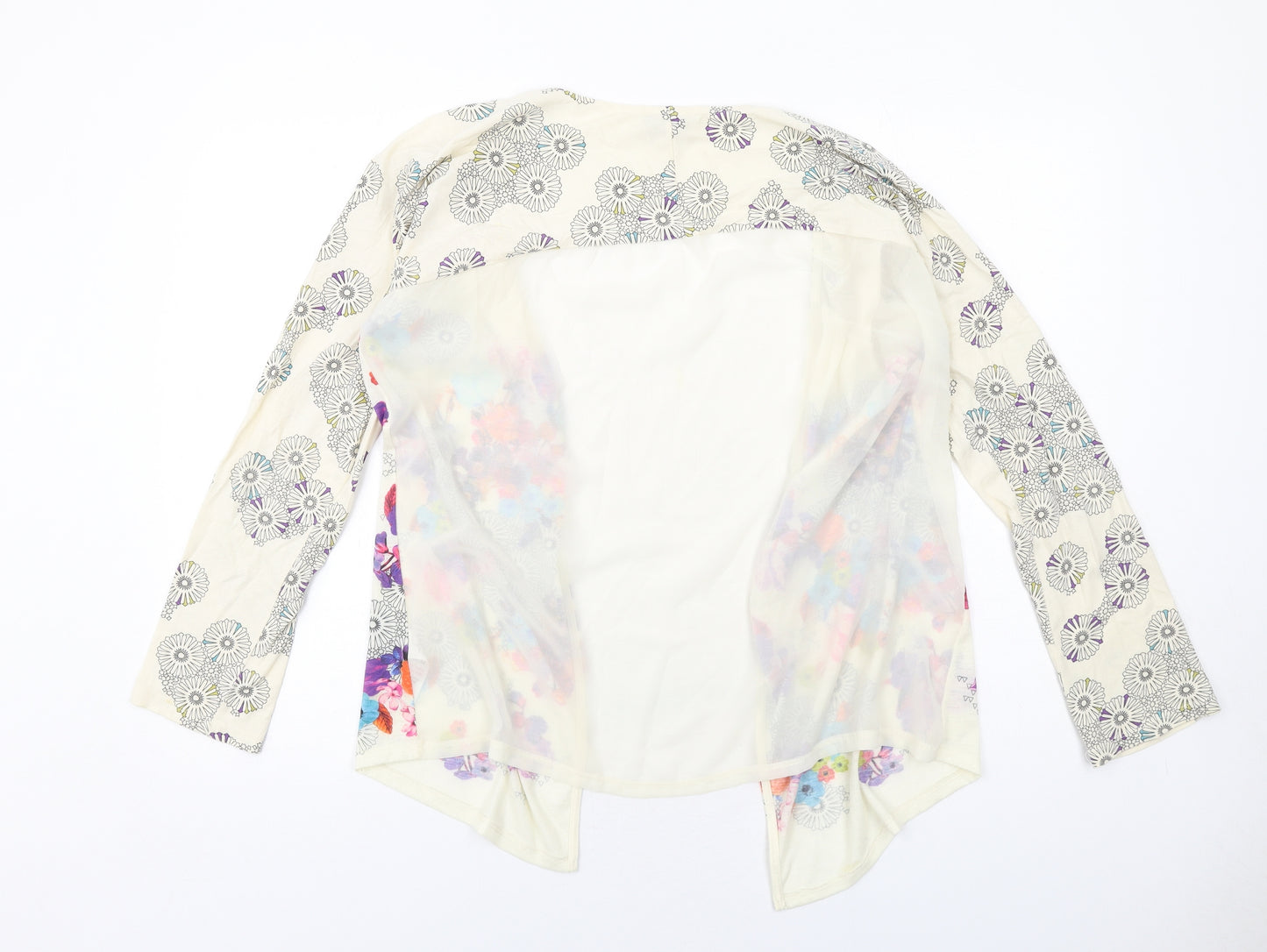 Miss Selfridge Womens Ivory Geometric Polyester Kimono Blouse Size 16 V-Neck