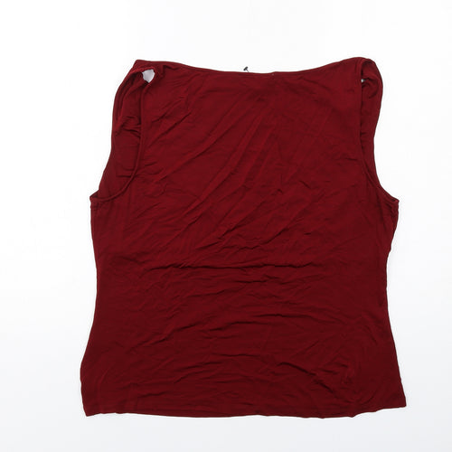 EAST Womens Red Viscose Basic Tank Size 18 Cowl Neck