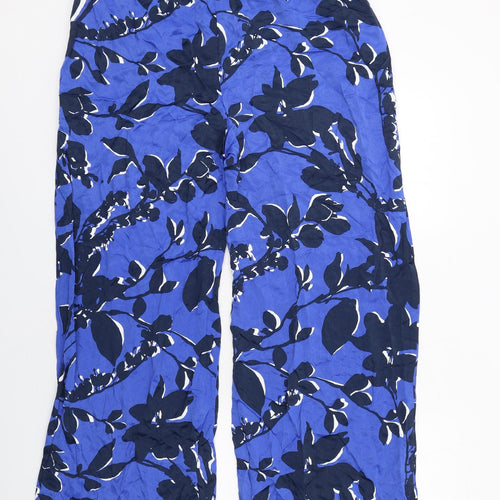 Autograph Womens Blue Floral Viscose Trousers Size 18 Regular
