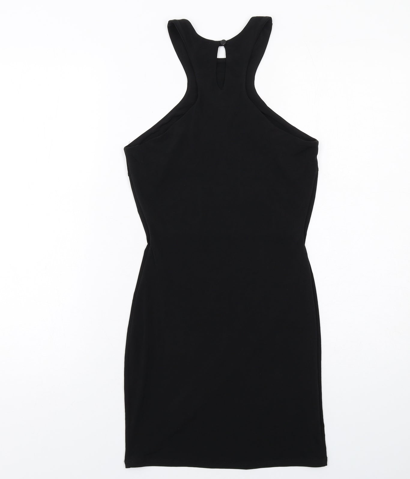 Flounce Womens Black Polyester Mini Size 6 Halter Button