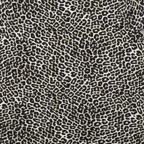 Marks and Spencer Womens Black Animal Print Viscose Basic Blouse Size 18 Round Neck - Leopard Print
