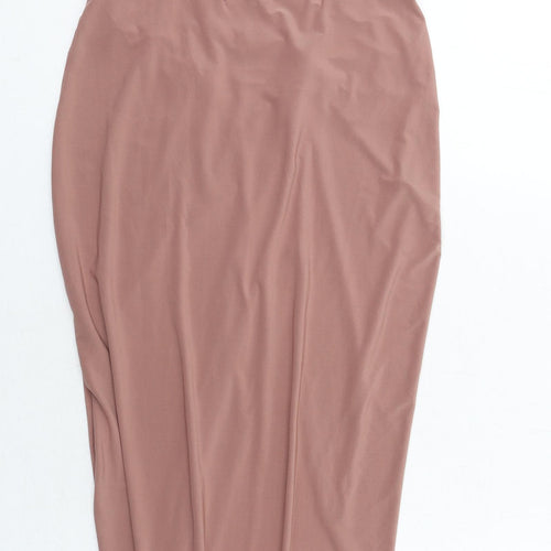 Boohoo Womens Pink Polyester Slip Dress Size 12 V-Neck Pullover