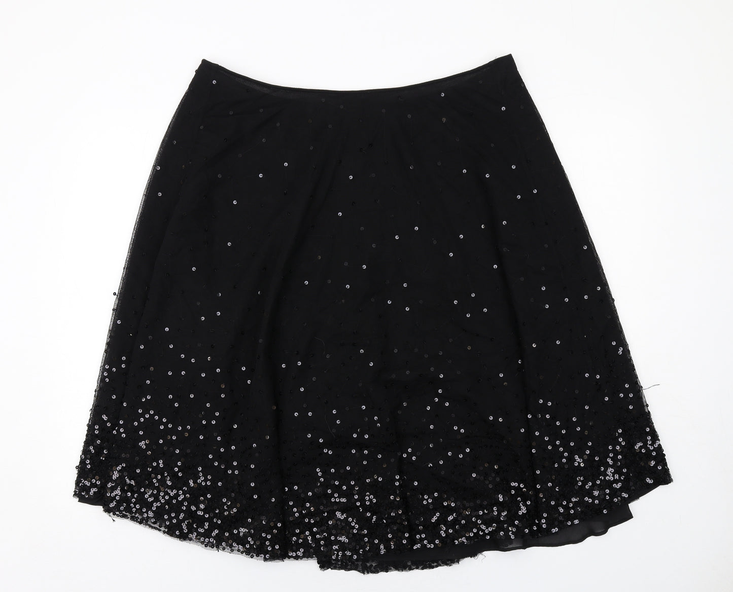 Alex & Co Womens Black Nylon Swing Skirt Size 18 Zip
