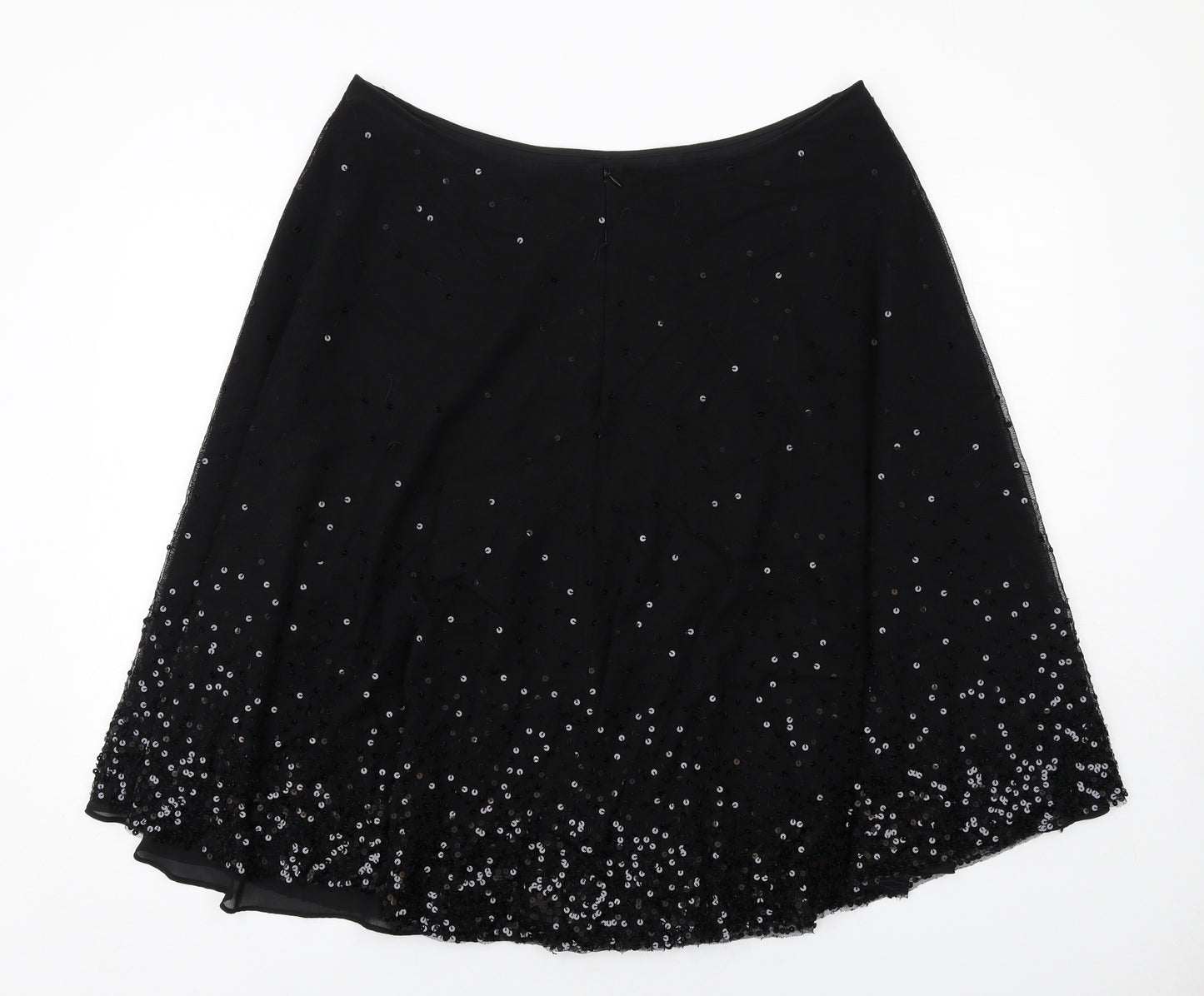 Alex & Co Womens Black Nylon Swing Skirt Size 18 Zip