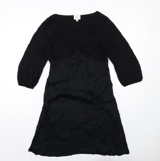 Kaliko Womens Black Cotton A-Line Size 12 V-Neck Pullover