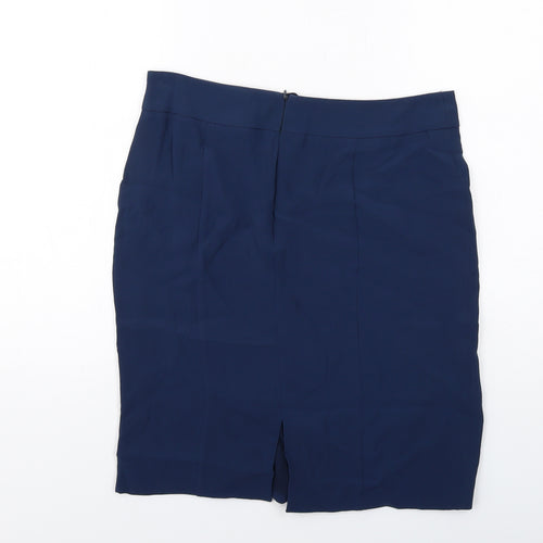 Giorgio Armani Womens Blue Polyester A-Line Skirt Size 16 Zip