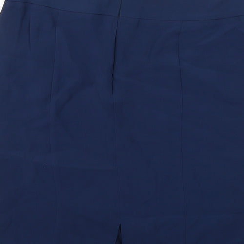 Giorgio Armani Womens Blue Polyester A-Line Skirt Size 16 Zip