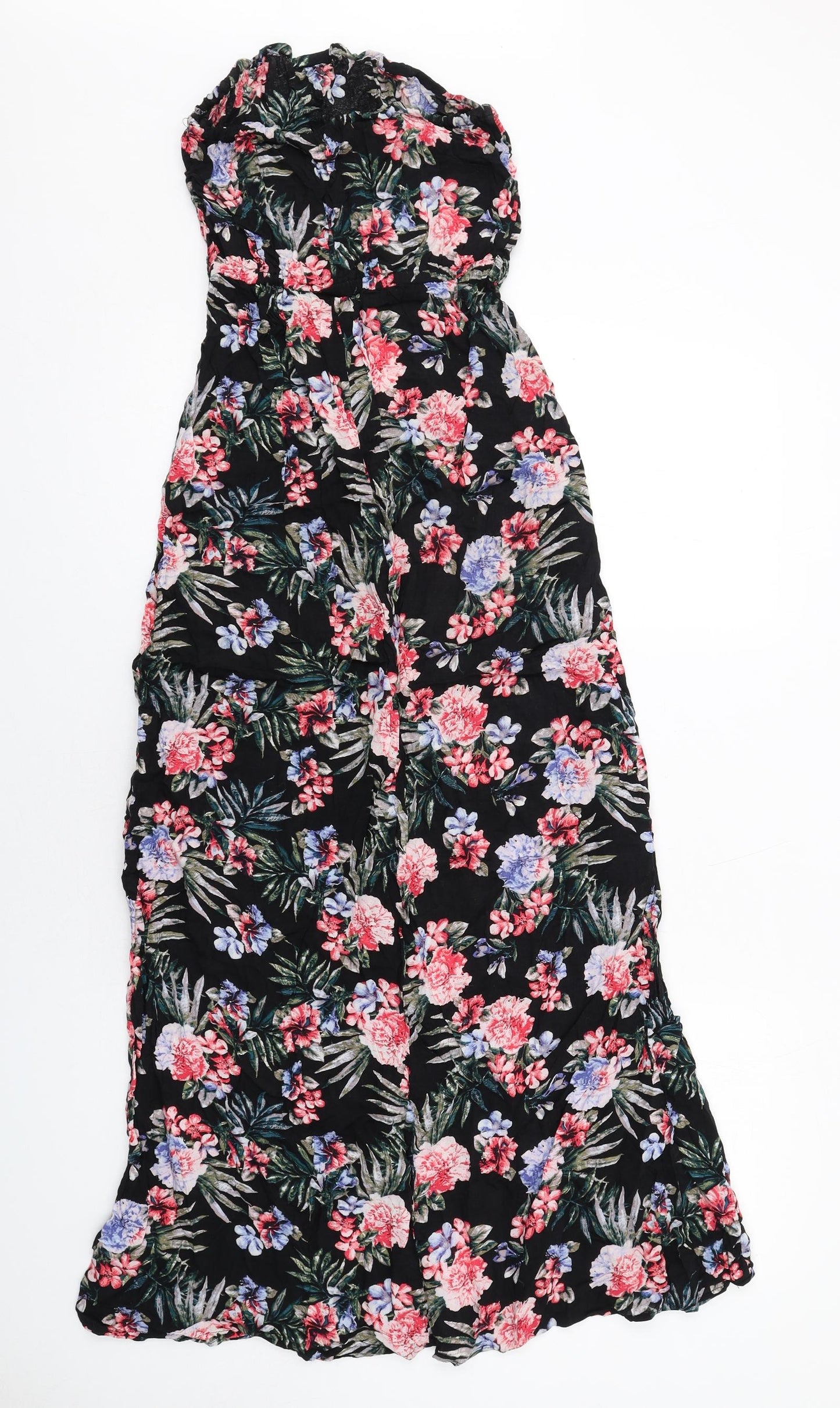 New Look Womens Black Floral Viscose Maxi Size 8 Off the Shoulder Pullover
