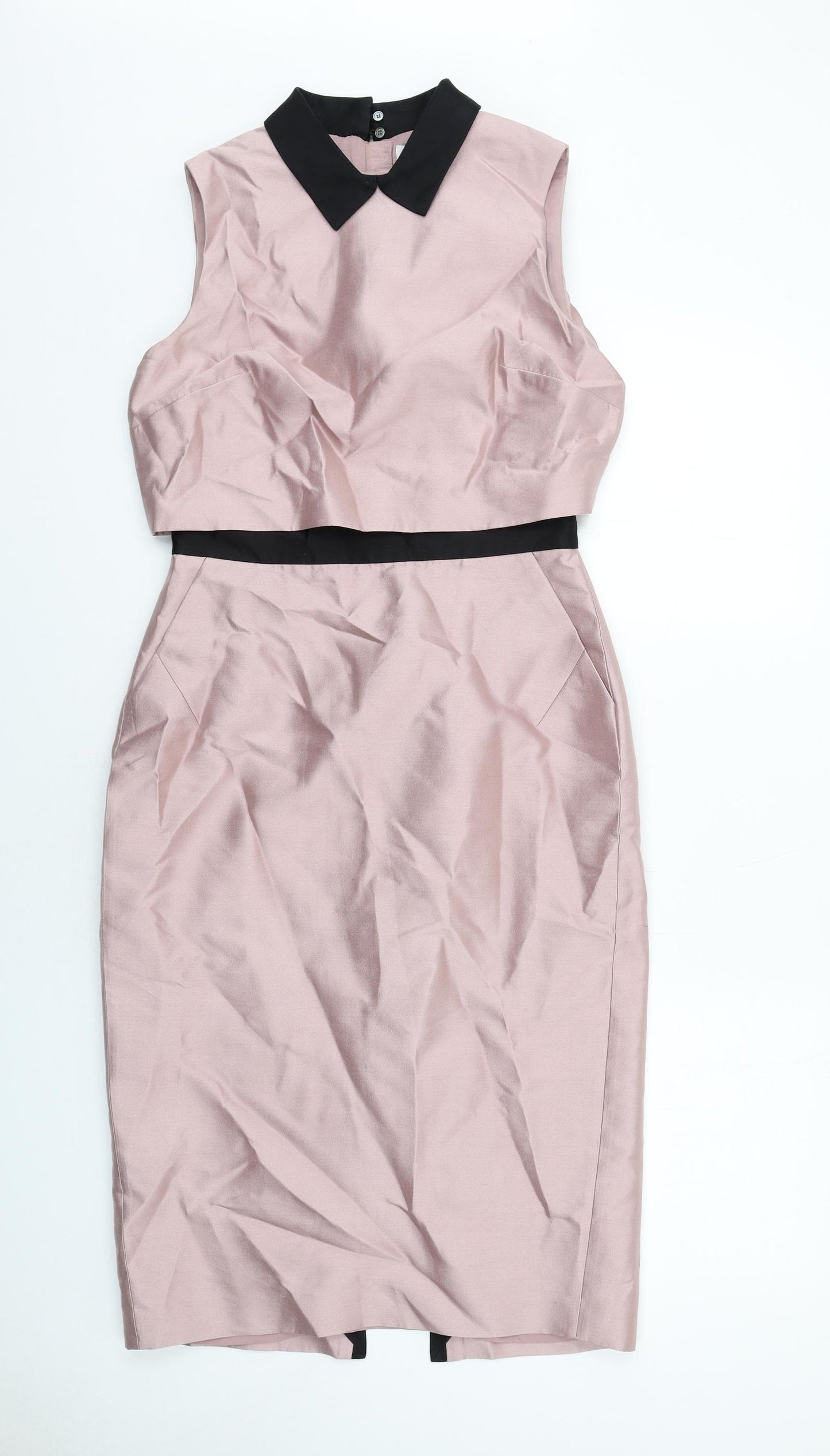 L.K. Bennett Womens Pink Wool A-Line Size 10 Collared Zip