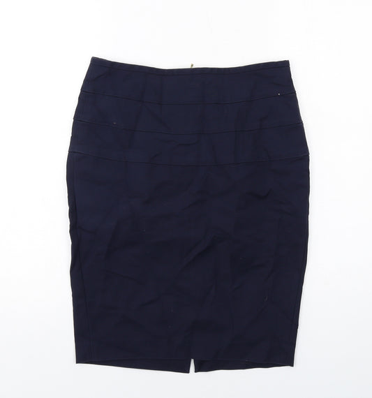 Zara Womens Blue Cotton Straight & Pencil Skirt Size M Zip