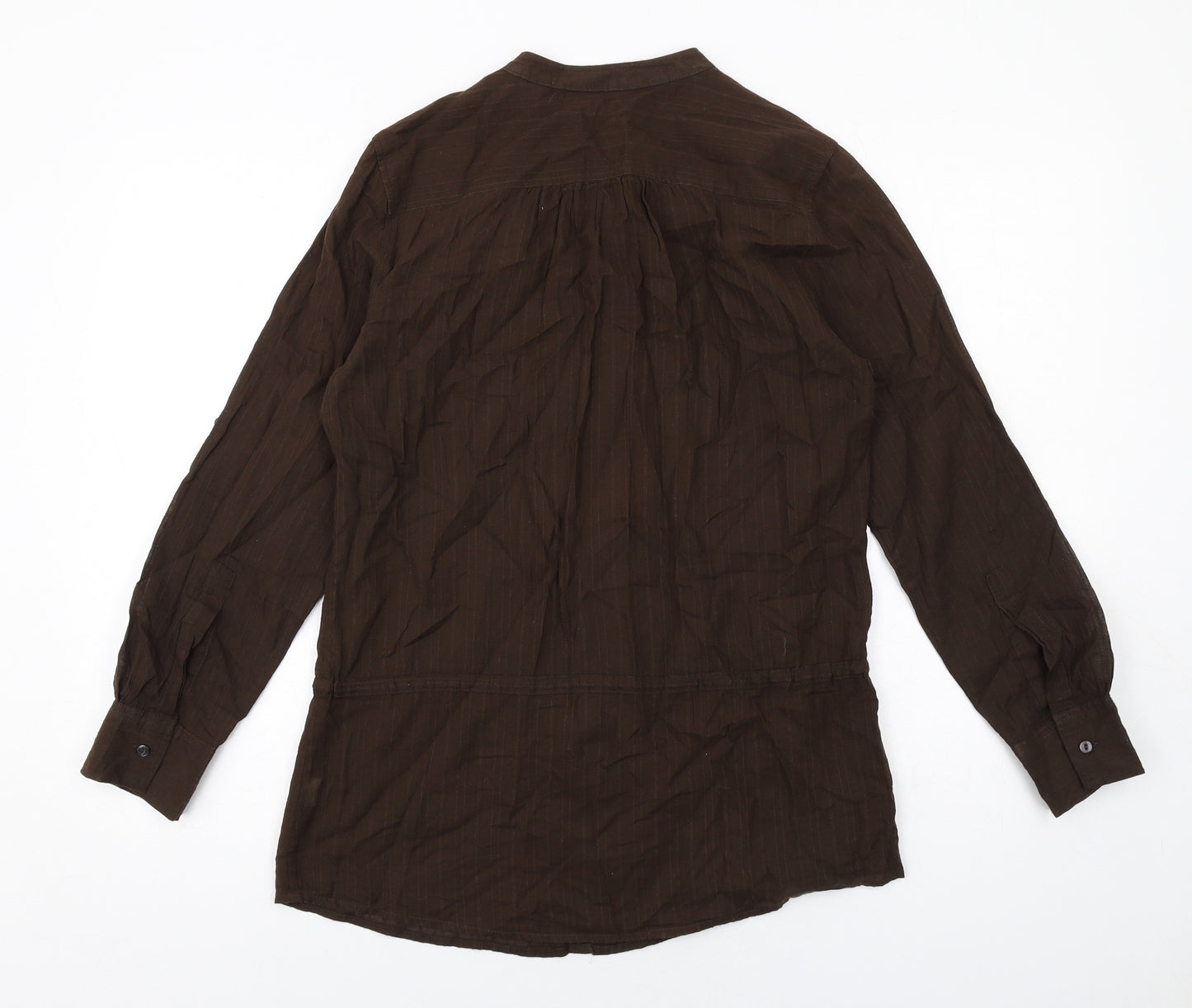 Gap Womens Brown Cotton Basic Button-Up Size S Round Neck