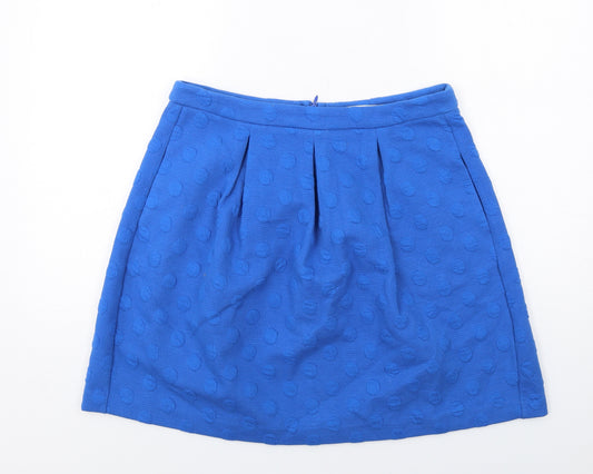 Boden Womens Blue Polka Dot Polyester Tulip Skirt Size 14 Zip